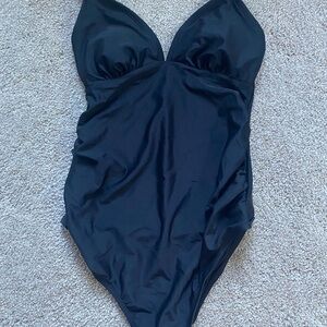 CupShe Black V neck one piece with adjustable straps